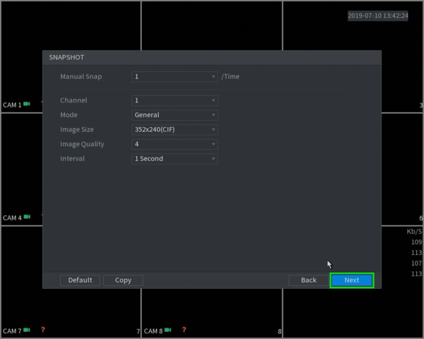 تنظیم کیفیت اسنپ شات دستگاه داهوا